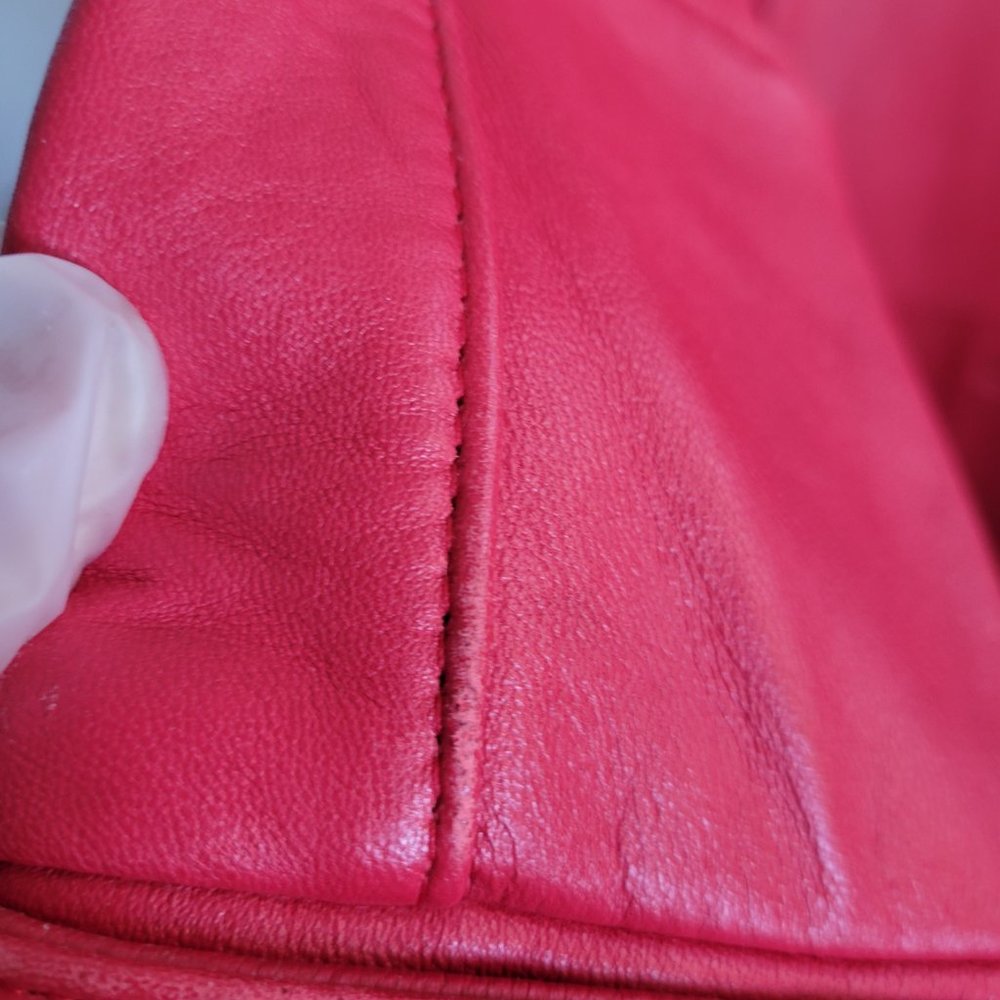 Bright Red Women’s Leather Coat – Size M - Picture 16 of 16